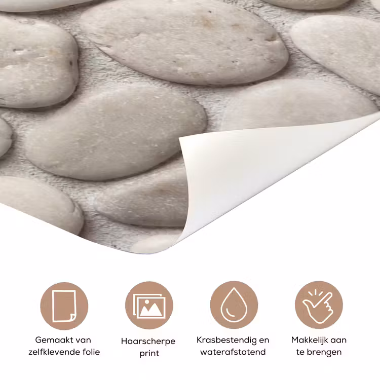 Deursticker - Steen - Kiezel - Natuur - Minimalistisch - Beige — 3