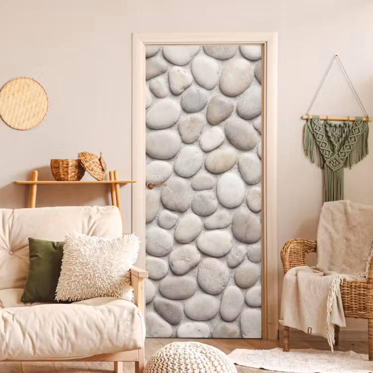 Deursticker - Steen - Kiezel - Natuur - Minimalistisch - Beige — 4