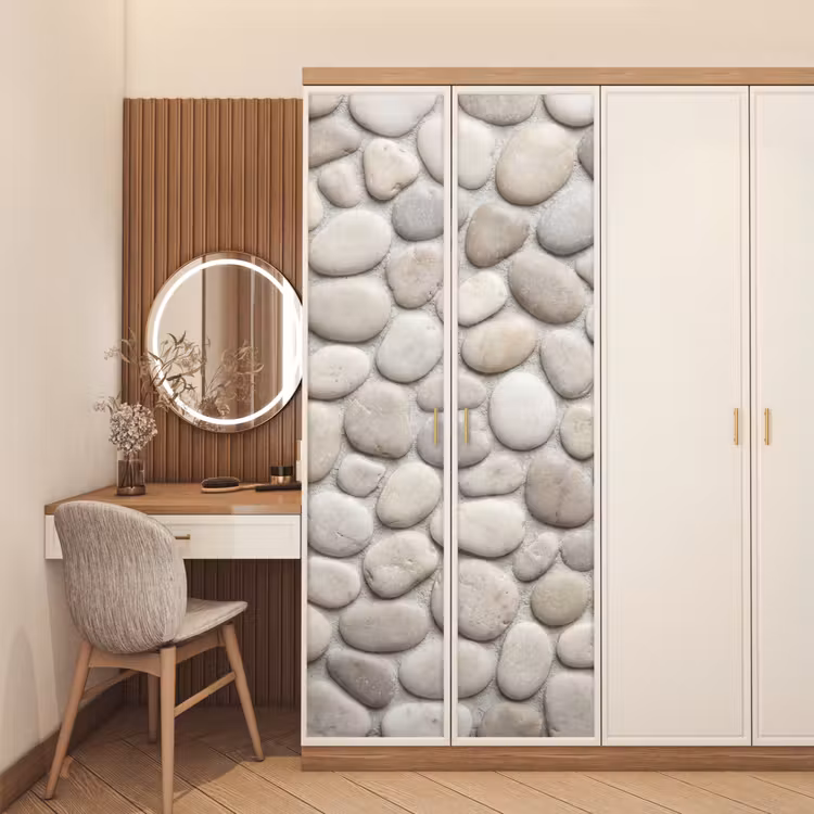 Deursticker - Steen - Kiezel - Natuur - Minimalistisch - Beige — 5