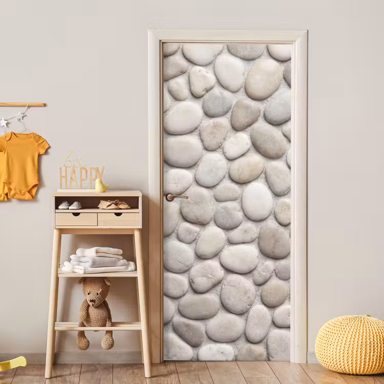 Deursticker - Steen - Kiezel - Natuur - Minimalistisch - Beige — 6