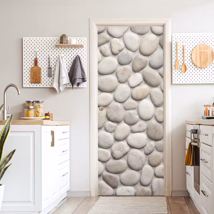 Deursticker - Steen - Kiezel - Natuur - Minimalistisch - Beige — 7