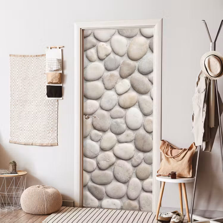 Deursticker - Steen - Kiezel - Natuur - Minimalistisch - Beige — 8