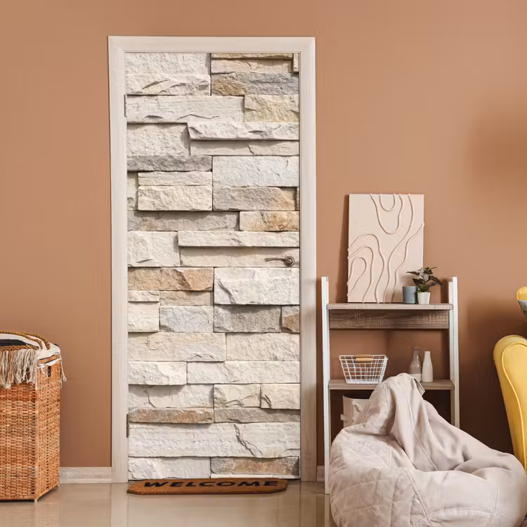 Deursticker - Steen - Muur - Textuur - Rustiek - Beige — 2