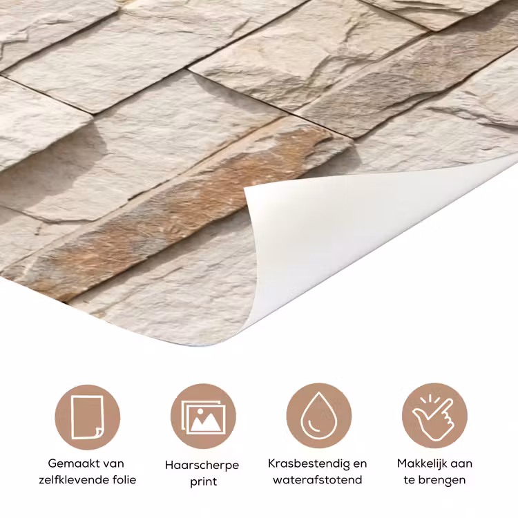 Deursticker - Steen - Muur - Textuur - Rustiek - Beige — 3