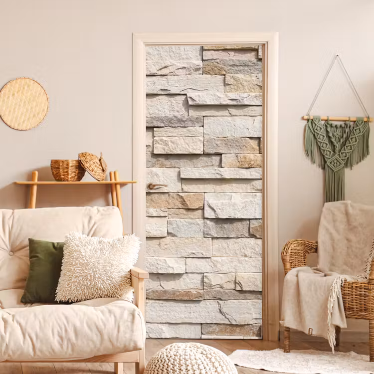 Deursticker - Steen - Muur - Textuur - Rustiek - Beige — 4