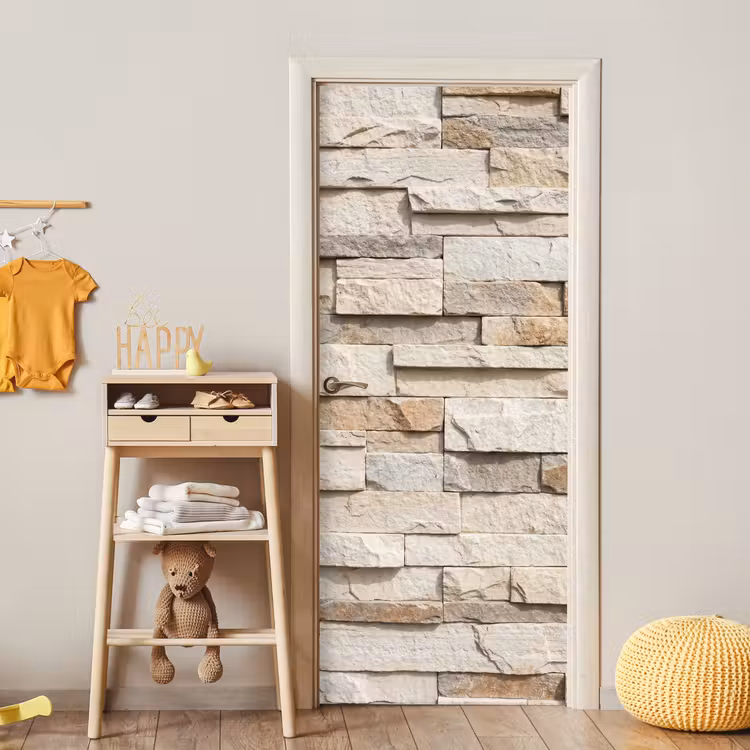 Deursticker - Steen - Muur - Textuur - Rustiek - Beige — 6