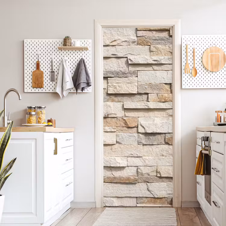 Deursticker - Steen - Muur - Textuur - Rustiek - Beige — 7