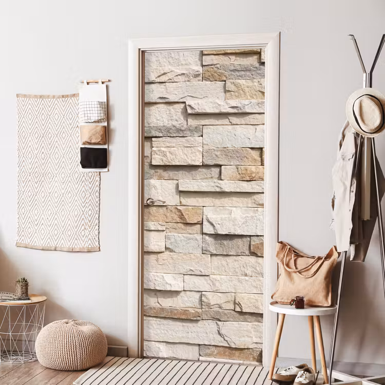 Deursticker - Steen - Muur - Textuur - Rustiek - Beige — 8