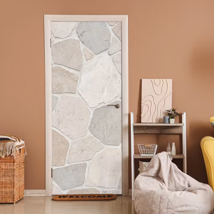 Deursticker - Steen - Patroon - Textuur - Beige — 2