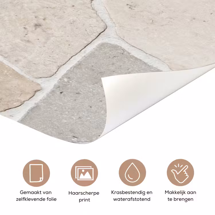 Deursticker - Steen - Patroon - Textuur - Beige — 3