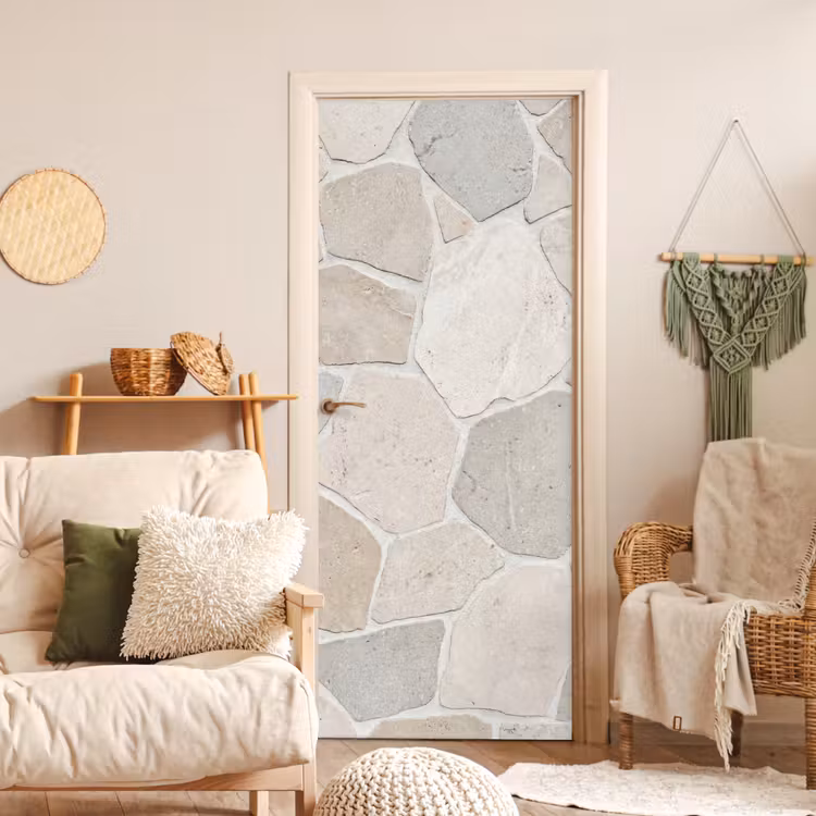Deursticker - Steen - Patroon - Textuur - Beige — 4