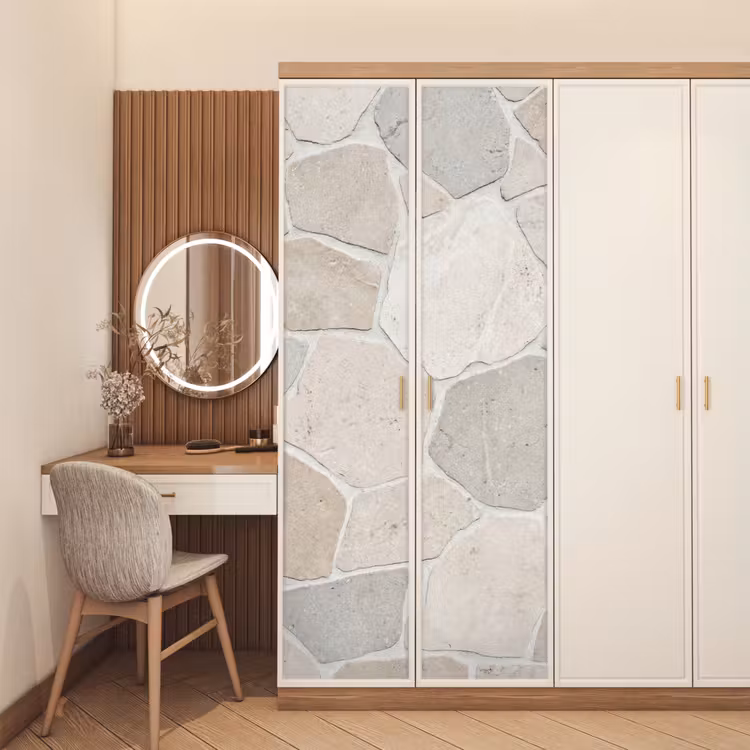 Deursticker - Steen - Patroon - Textuur - Beige — 5