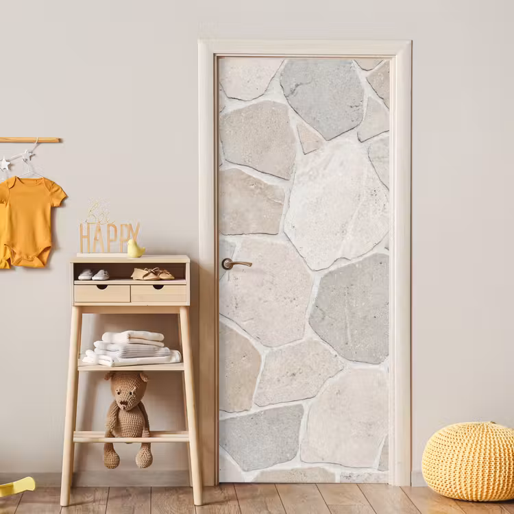 Deursticker - Steen - Patroon - Textuur - Beige — 6