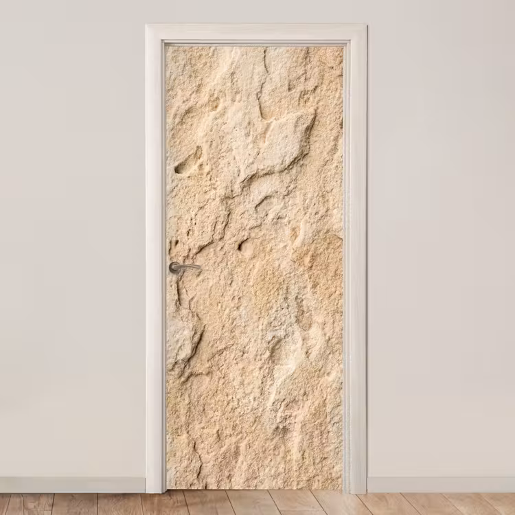 Deursticker - Textuur - Steen - Natuur - Beige — 1