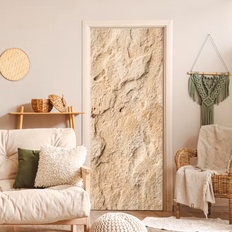 Deursticker - Textuur - Steen - Natuur - Beige — 4