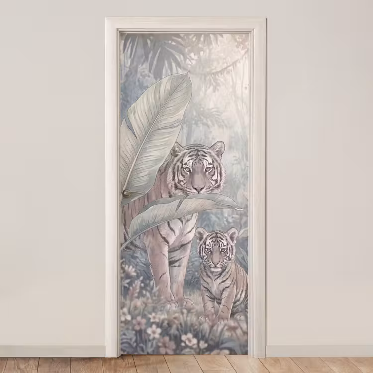 Deursticker - Tijger - Welp - Jungle - Illustratie - Dieren — 1