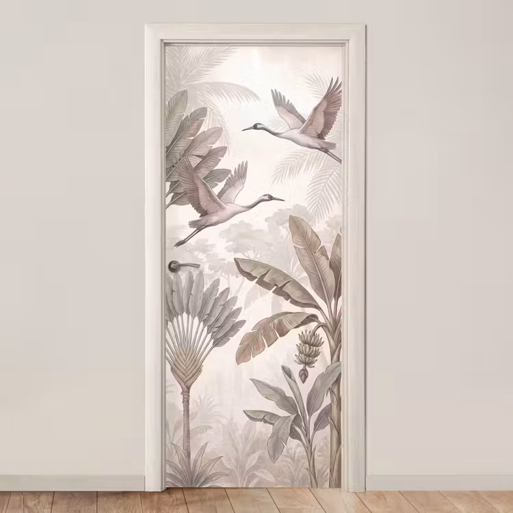 Deursticker - Vogel - Tropisch - Jungle - Natuur - Beige — 1