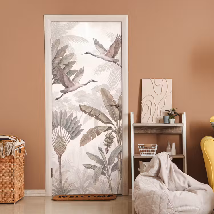 Deursticker - Vogel - Tropisch - Jungle - Natuur - Beige — 2