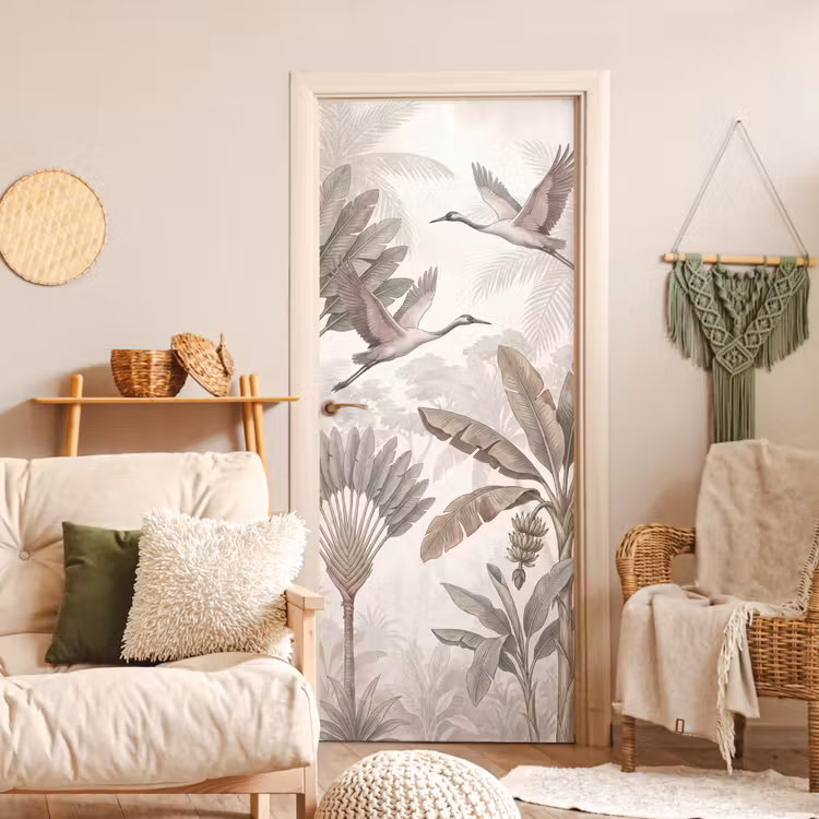 Deursticker - Vogel - Tropisch - Jungle - Natuur - Beige — 4