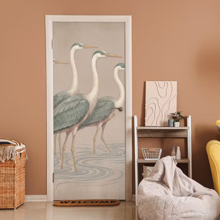 Deursticker - Vogel - Water - Natuur - Vintage — 2