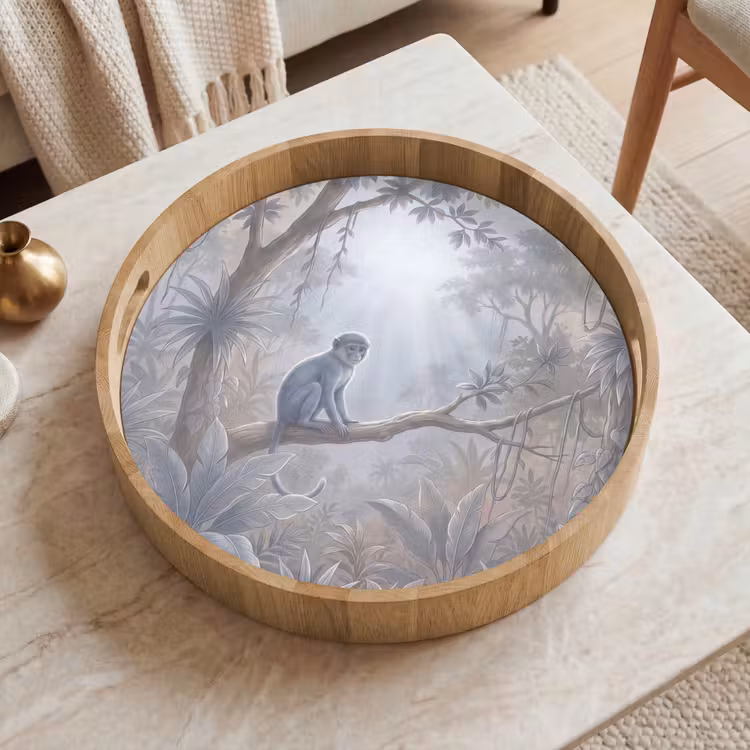 Dienblad - Aap - Boom - Jungle - Natuur - Grijs — 2