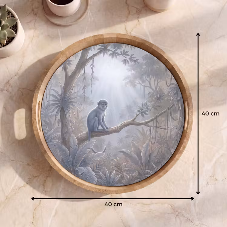 Dienblad - Aap - Boom - Jungle - Natuur - Grijs — 9
