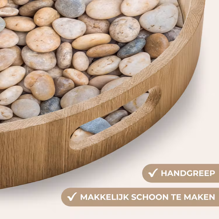 Dienblad - Kiezelstenen - Natuur - Textuur - Beige - Grijs — 5