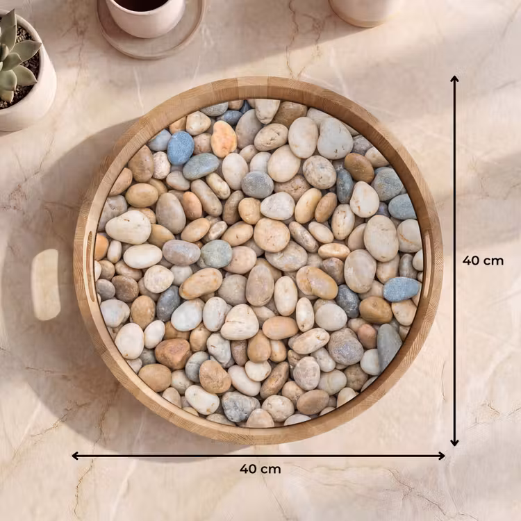 Dienblad - Kiezelstenen - Natuur - Textuur - Beige - Grijs — 9