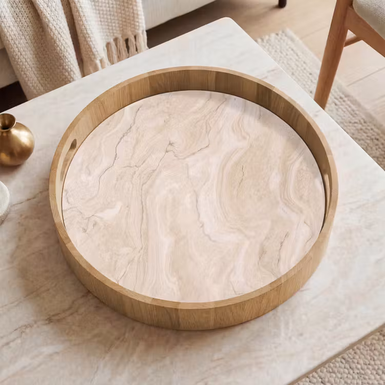 Dienblad - Marmer - Patroon - Beige - Steen - Abstract — 2