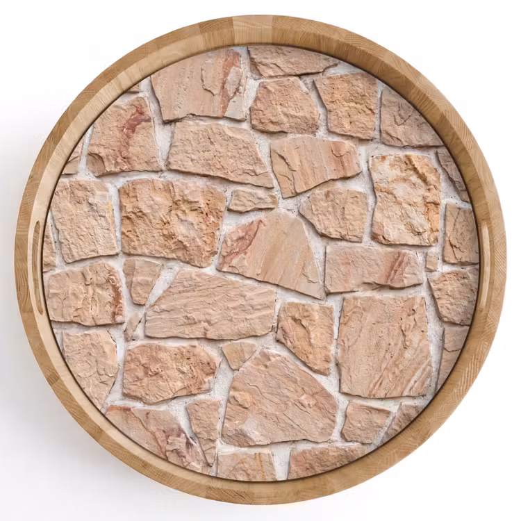 Dienblad - Muur - Steen - Patroon - Rustiek - Beige — 1