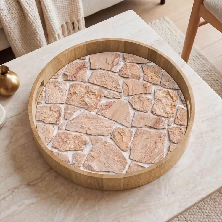 Dienblad - Muur - Steen - Patroon - Rustiek - Beige — 2