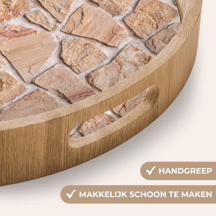 Dienblad - Muur - Steen - Patroon - Rustiek - Beige — 5