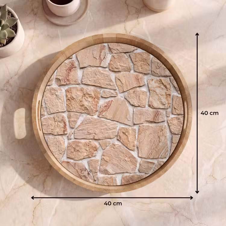 Dienblad - Muur - Steen - Patroon - Rustiek - Beige — 9