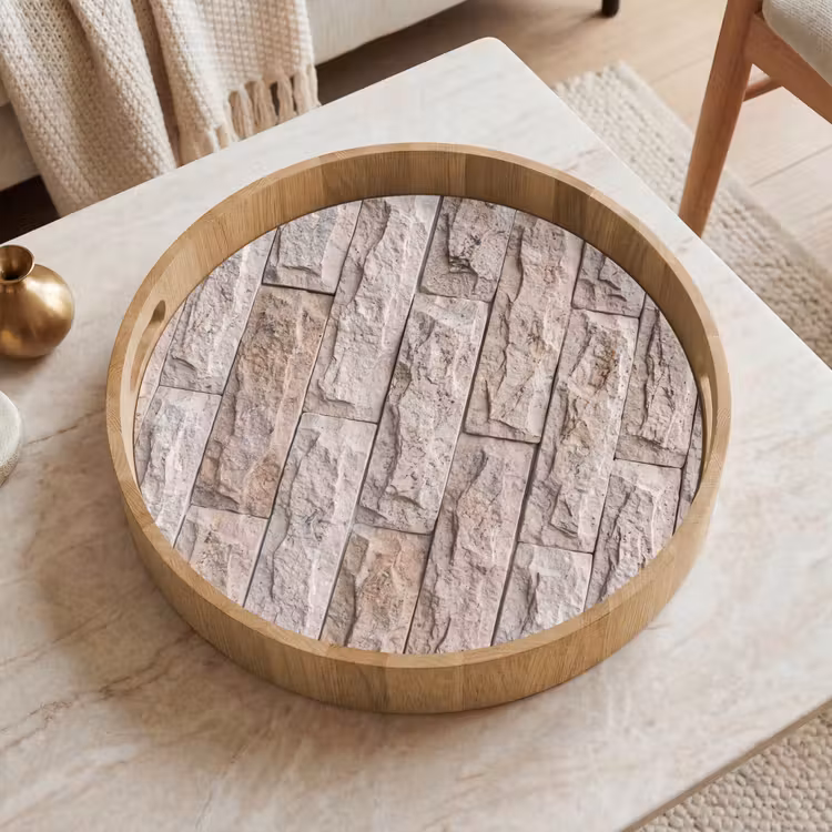 Dienblad - Muur - Steen - Ruw - Beige - Textuur — 2