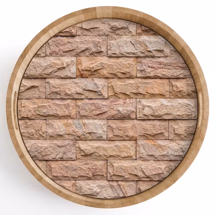 Dienblad - Muur - Steen - Ruw - Textuur - Beige — 1