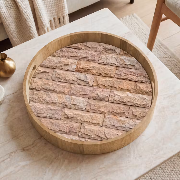Dienblad - Muur - Steen - Ruw - Textuur - Beige — 2