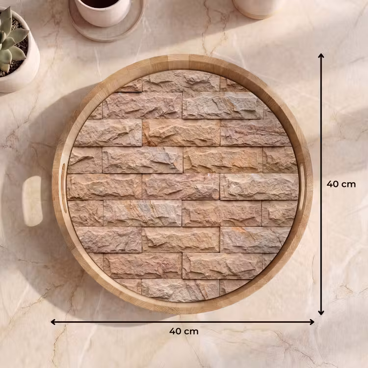 Dienblad - Muur - Steen - Ruw - Textuur - Beige — 9