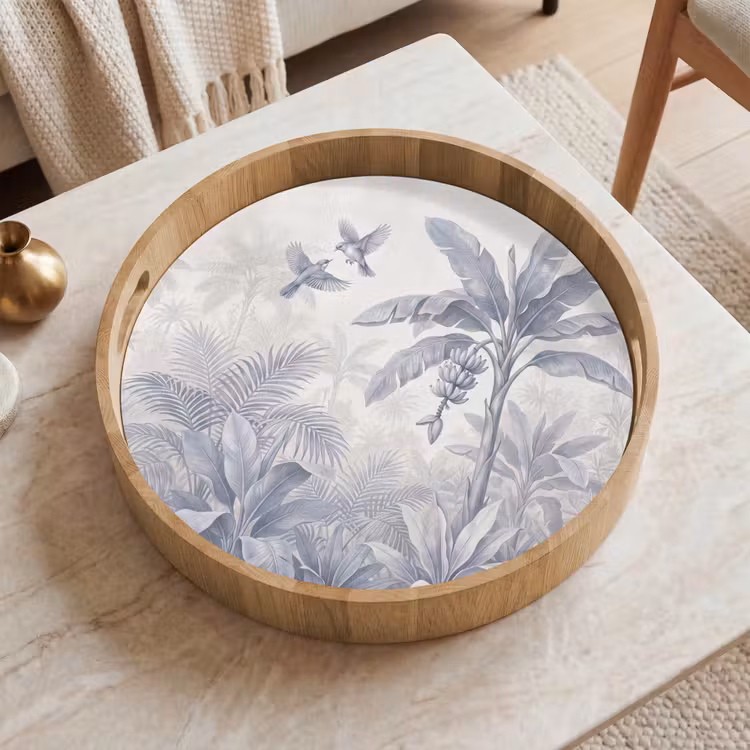 Dienblad - Natuur - Vogel - Jungle - Illustratie - Blauw — 2