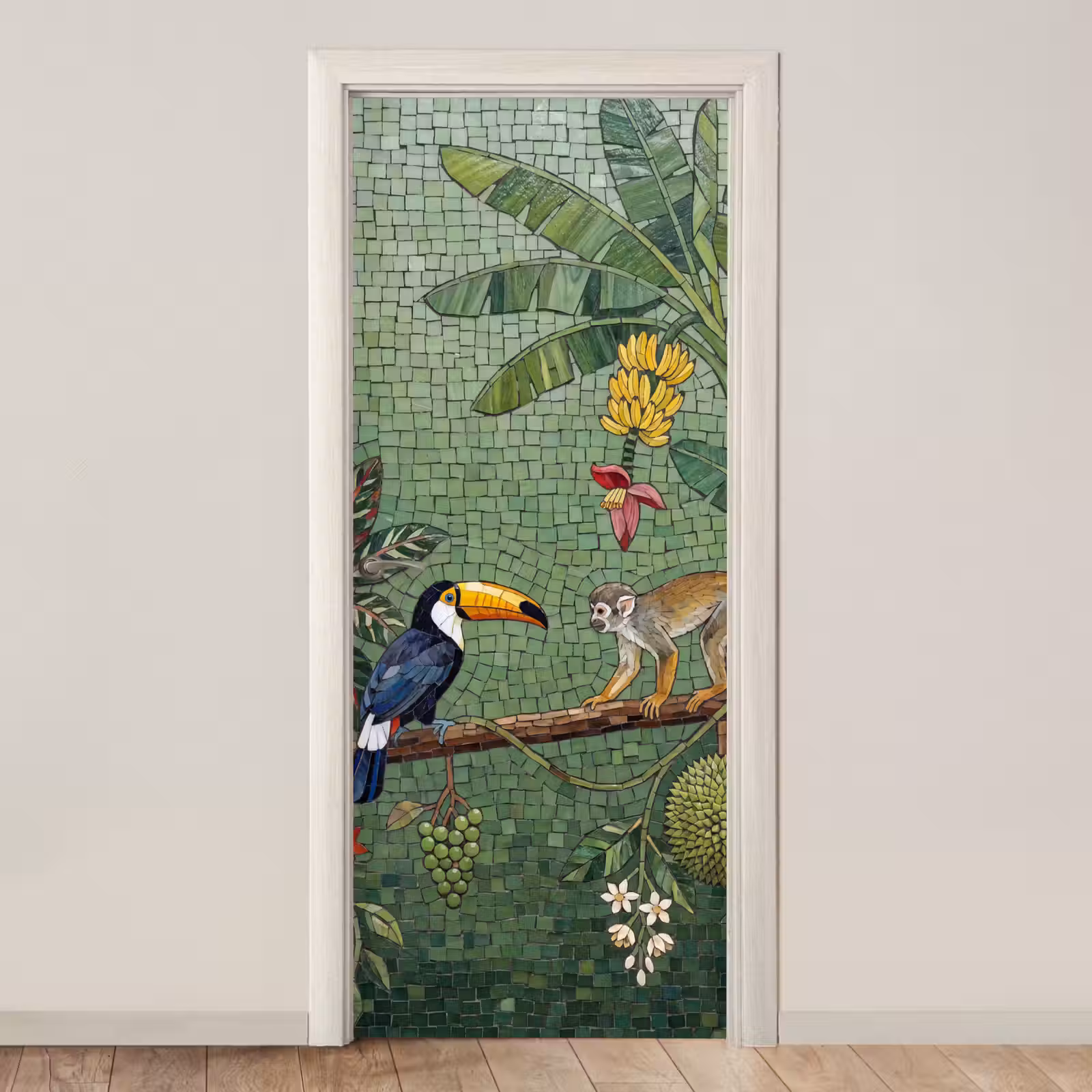Deursticker - Vogel - Dier - Jungle - Mozaïek - Natuur — 1