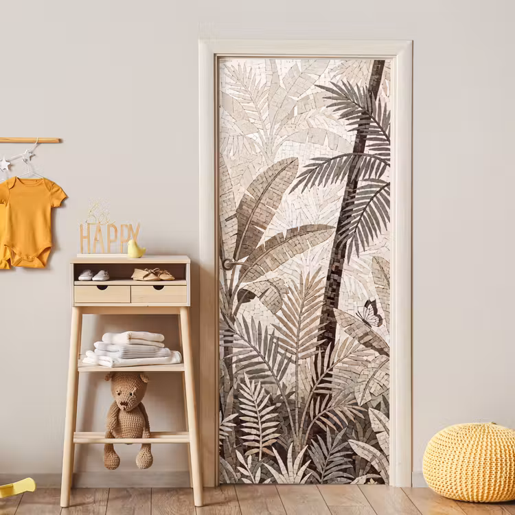 Deursticker - Natuur - Bladeren - Landschap - Mozaïek - Beige — 6
