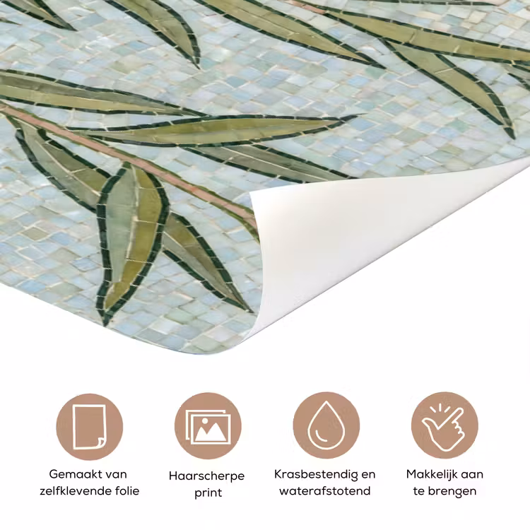 Deursticker - Planten - Mozaïek - Patroon - Groen - Blauw — 3