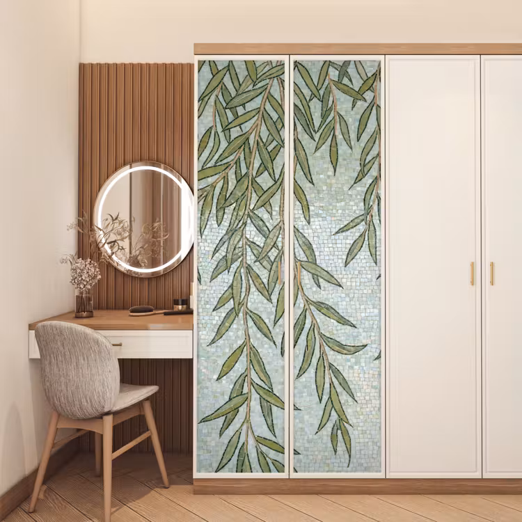 Deursticker - Planten - Mozaïek - Patroon - Groen - Blauw — 5