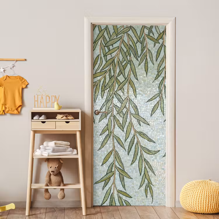 Deursticker - Planten - Mozaïek - Patroon - Groen - Blauw — 6