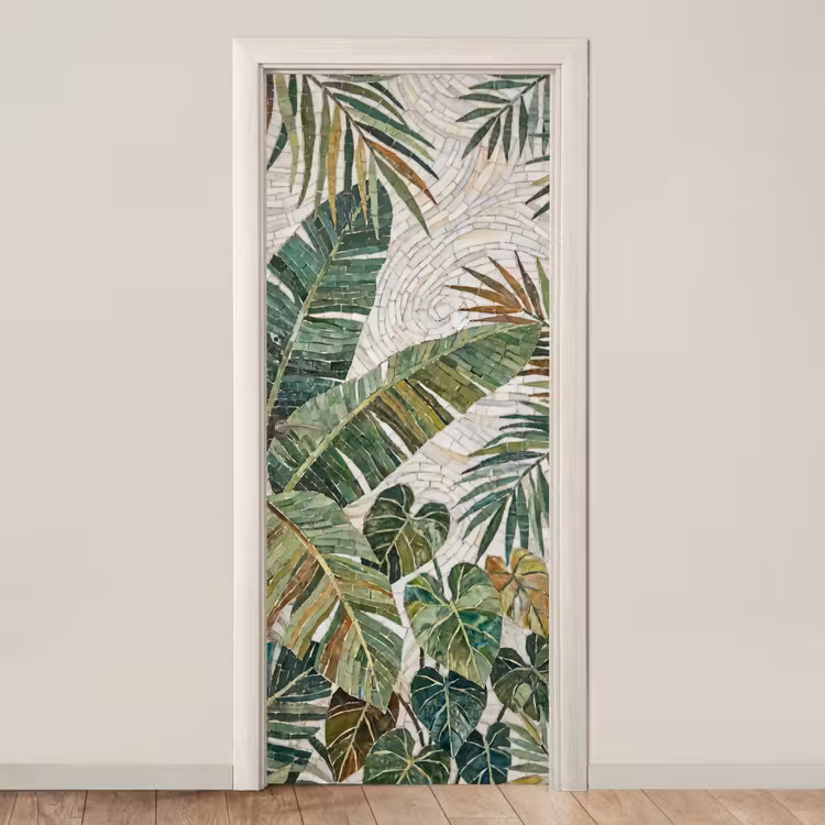 Deursticker - Planten - Tropisch - Mozaïek - Natuur - Groen — 1