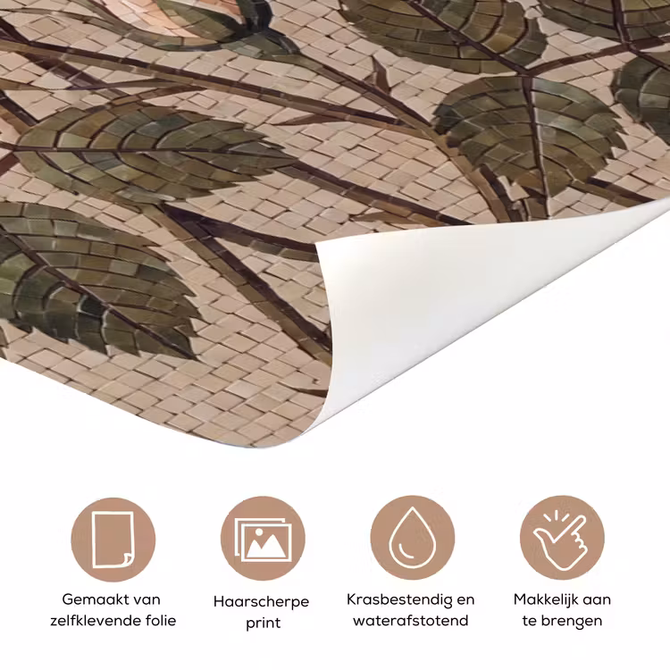 Deursticker - Roos - Mozaïek - Bloemen - Klassiek - Beige — 3