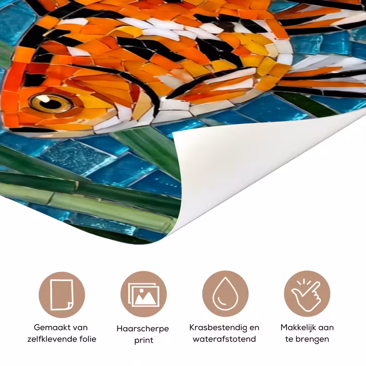 Deursticker - Vis - Mozaïek - Onderwater - Kleurrijk - Dieren — 3