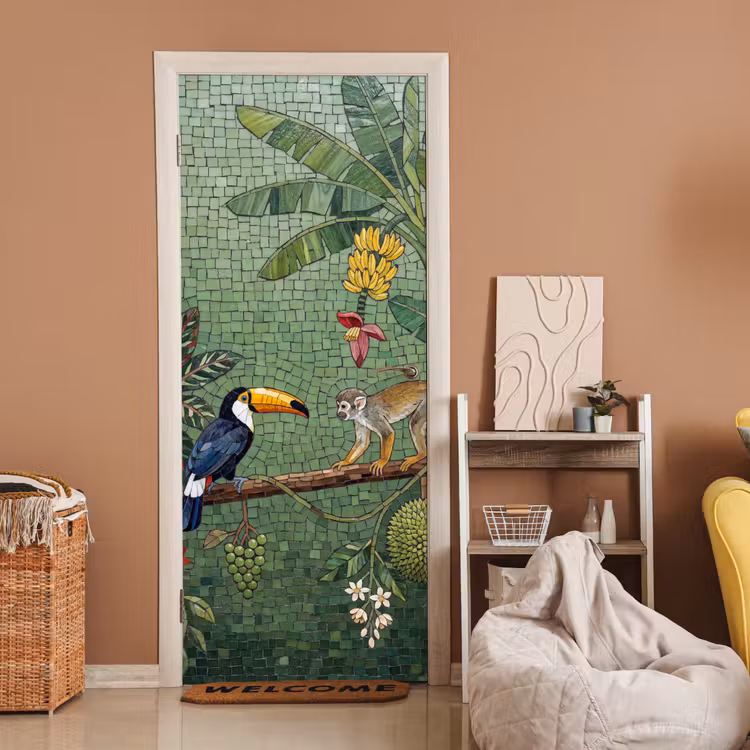 Deursticker - Vogel - Dier - Jungle - Mozaïek - Natuur — 2