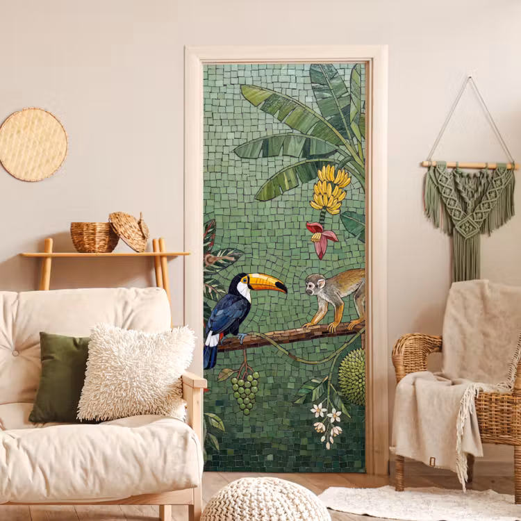 Deursticker - Vogel - Dier - Jungle - Mozaïek - Natuur — 4