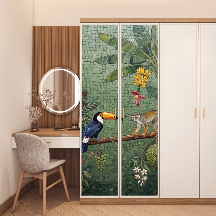 Deursticker - Vogel - Dier - Jungle - Mozaïek - Natuur — 5