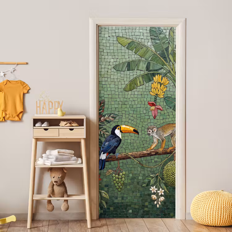 Deursticker - Vogel - Dier - Jungle - Mozaïek - Natuur — 6